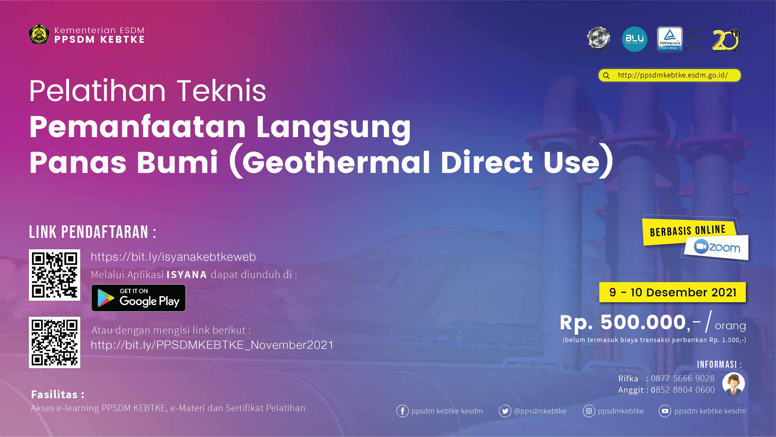 Pelatihan Teknis Pemanfaatan Langsung Panas Bumi (Geothermal Direct Use) (9-10 Desember 2021)