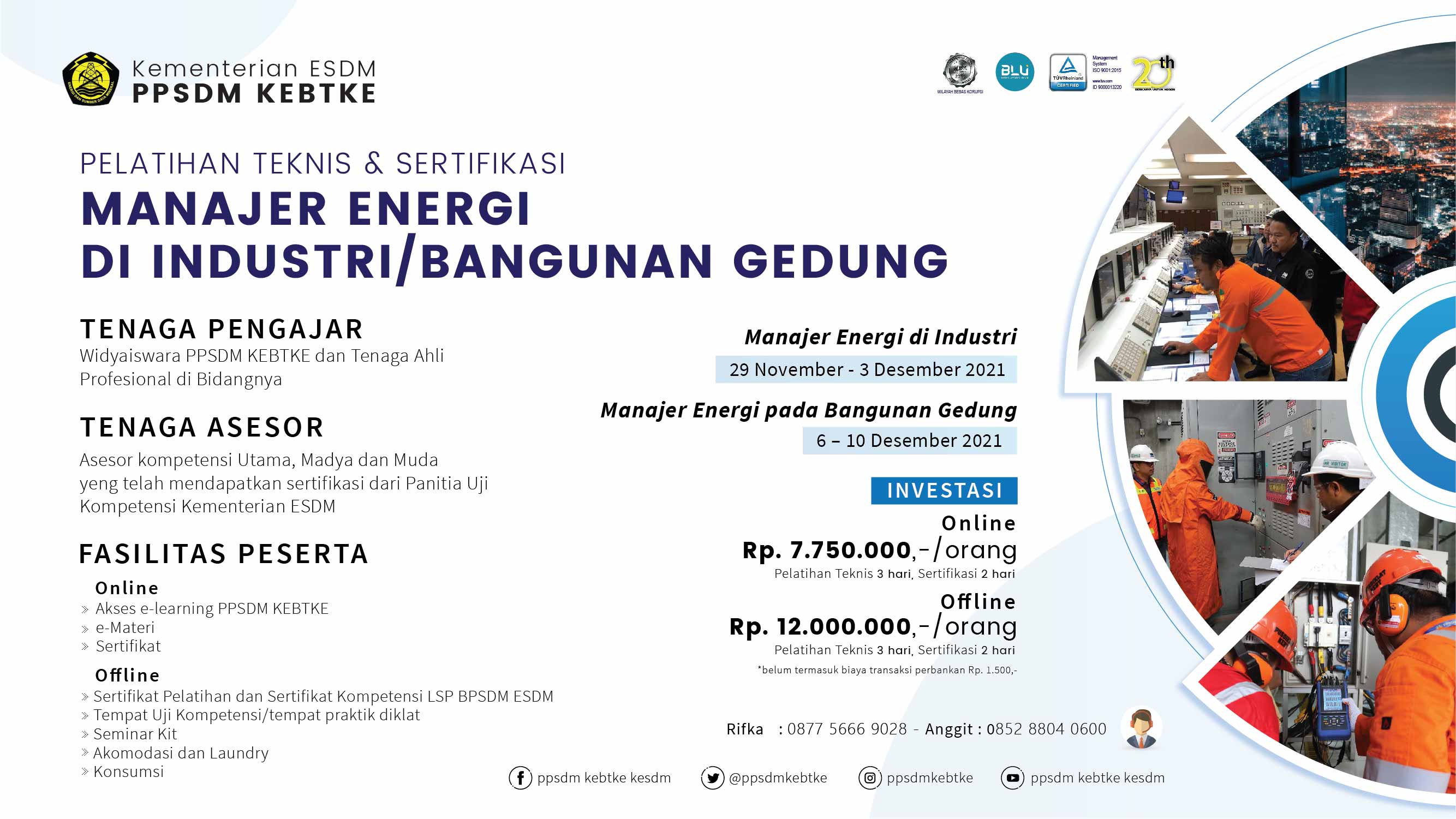 Pelatihan Teknis & Sertifikasi Manajer Energi (November - Desember 2021)